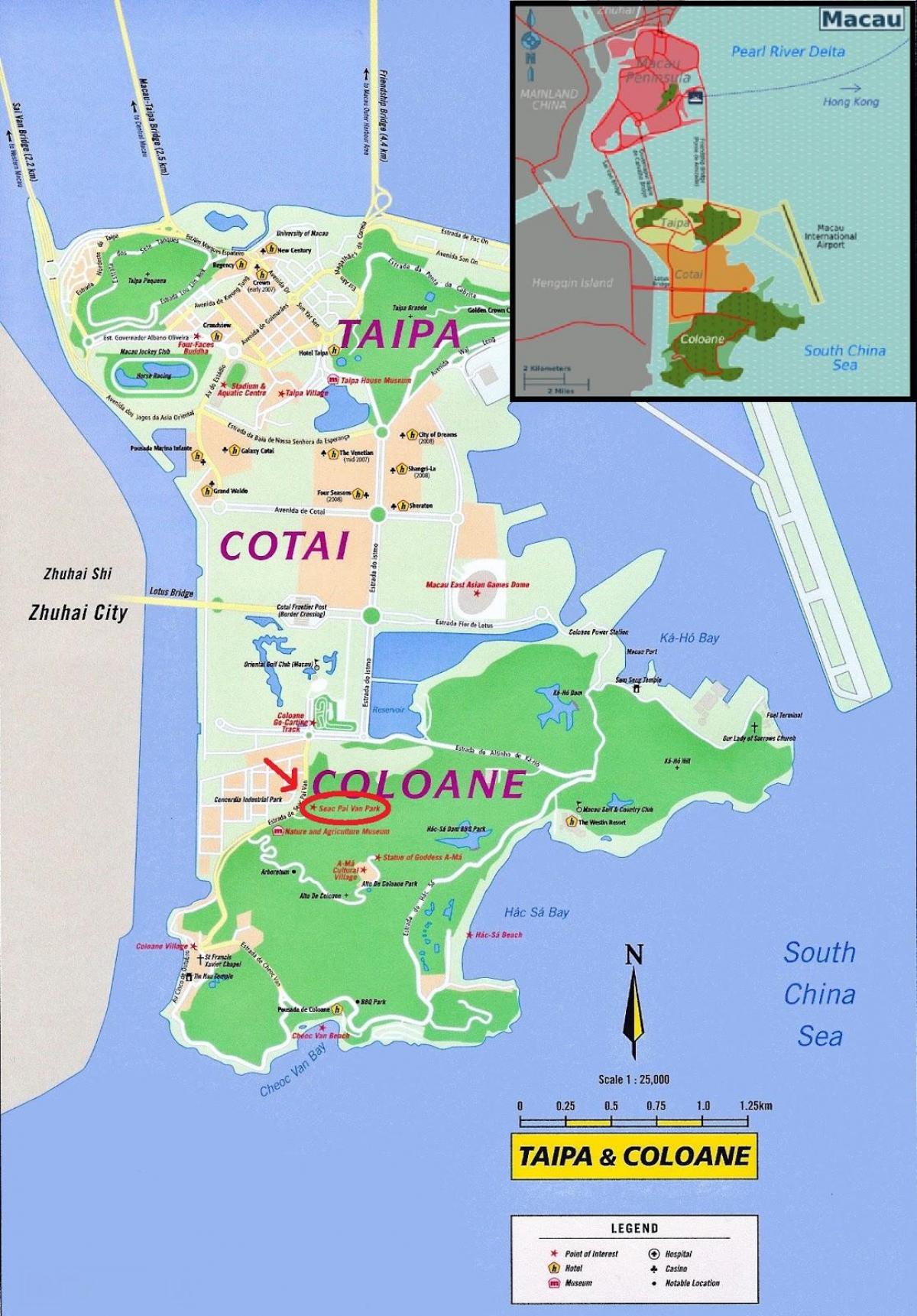 la mappa dei traghetti di Macao 