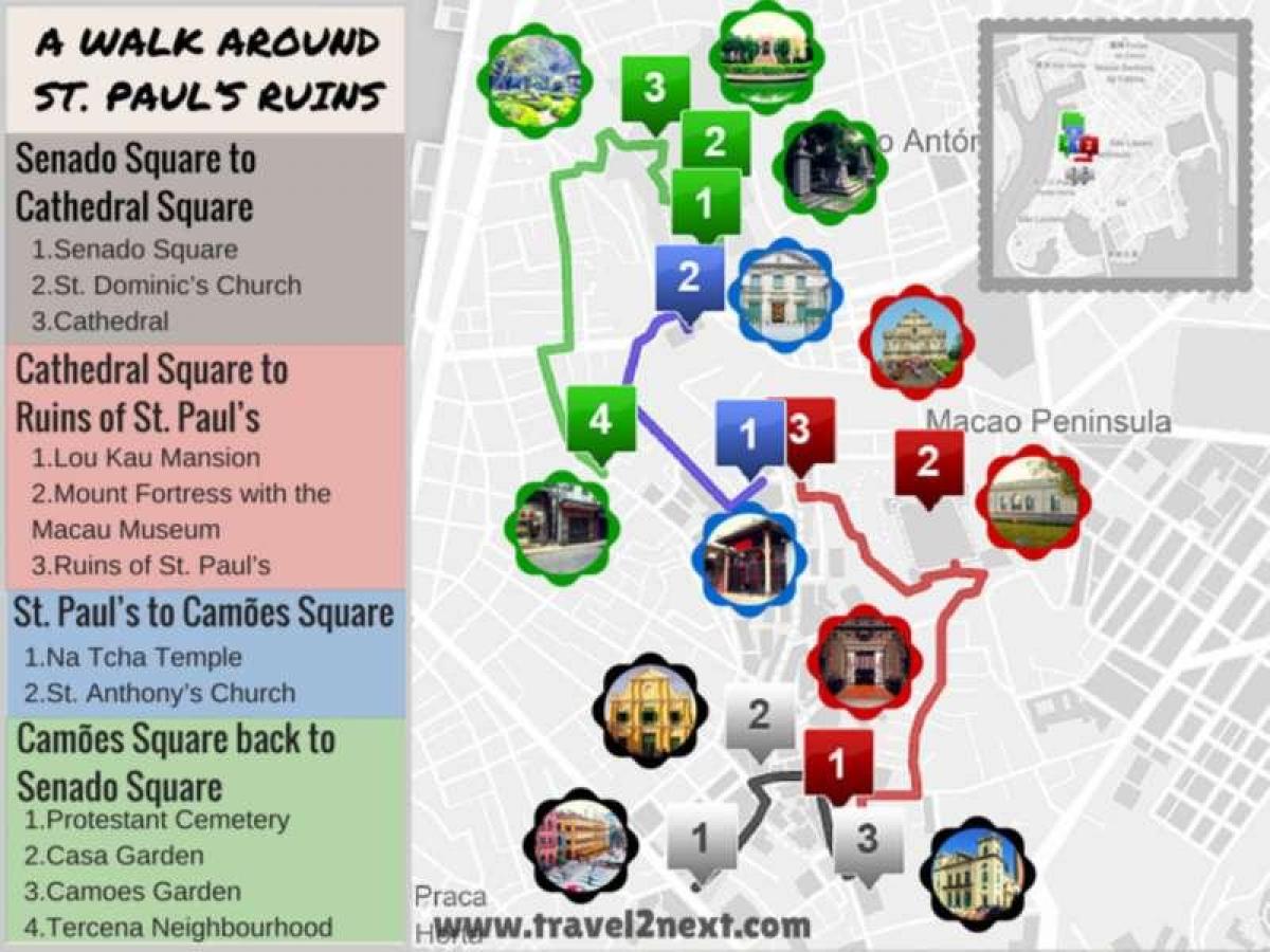 mappa di la rovina di san paolo Macau