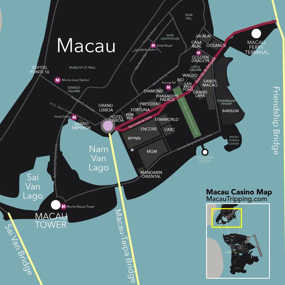 mappa di Macao Cina casinò