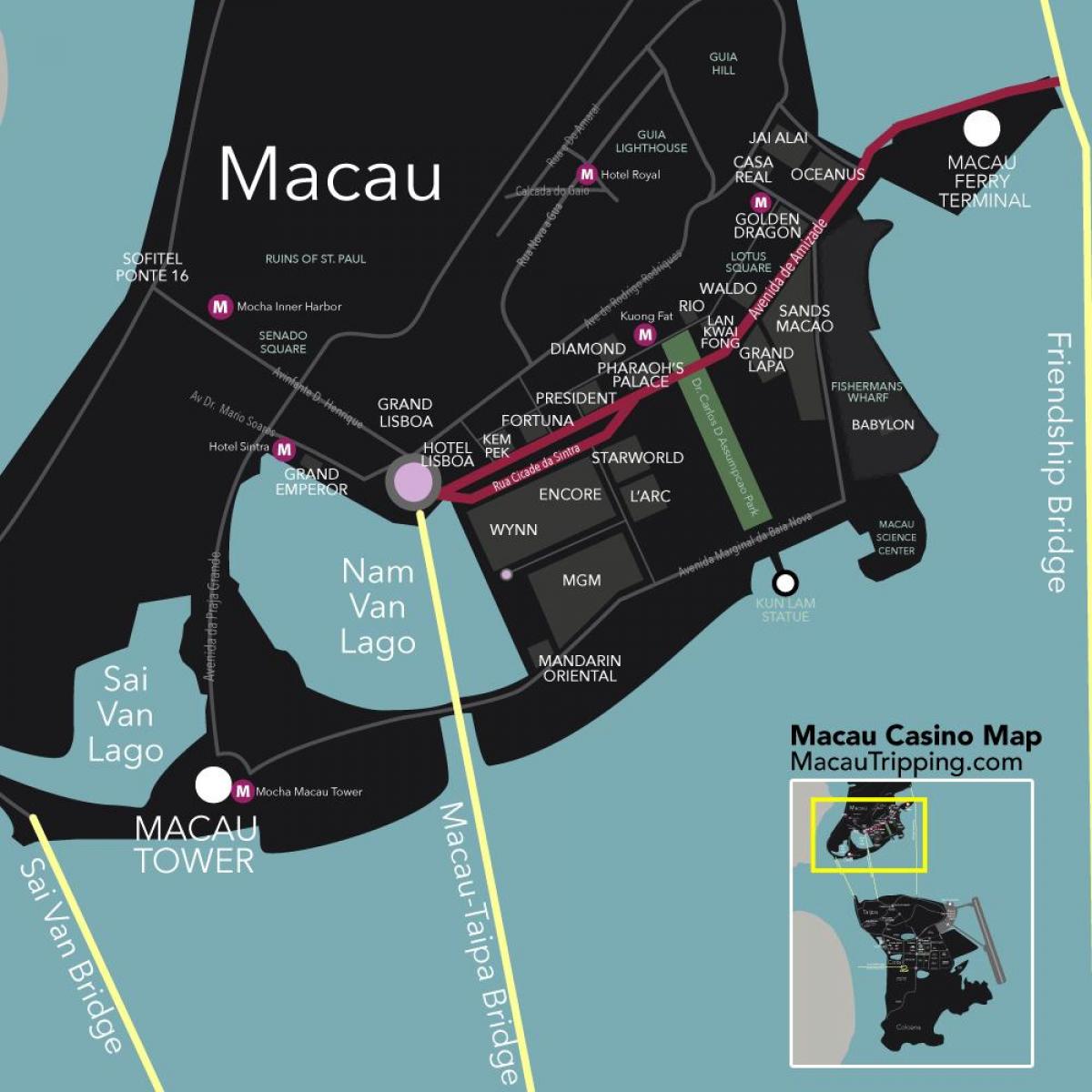mappa di Macao Cina casinò