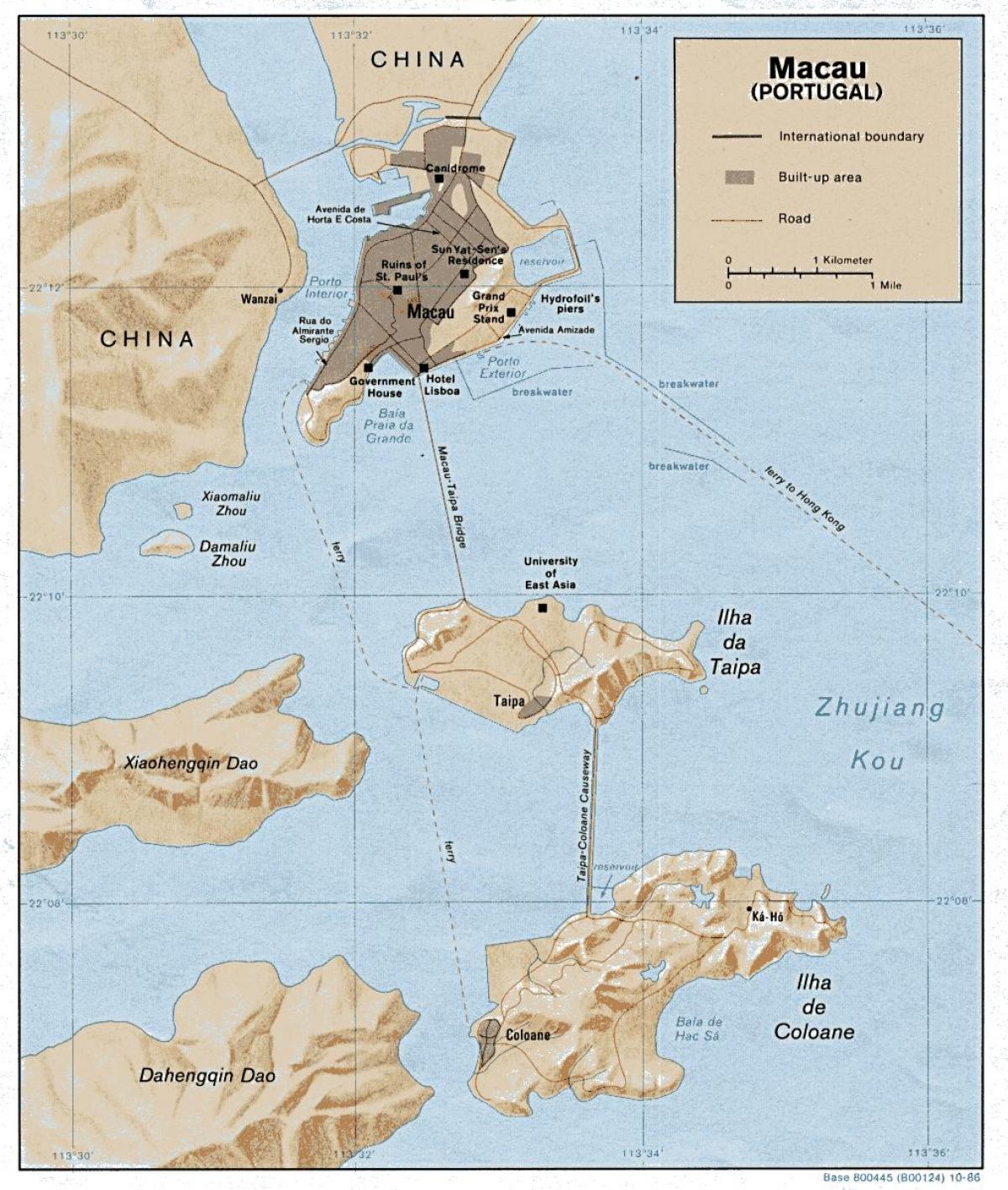 mappa di Macao città vecchia