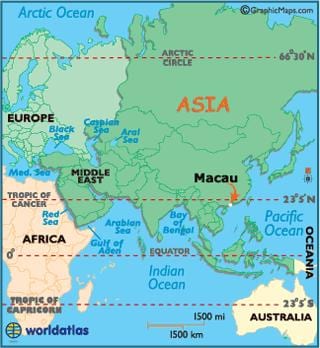 Macao nella mappa del mondo