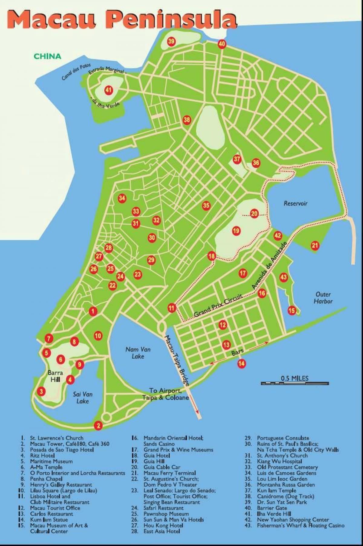 Macau turistiche mappa