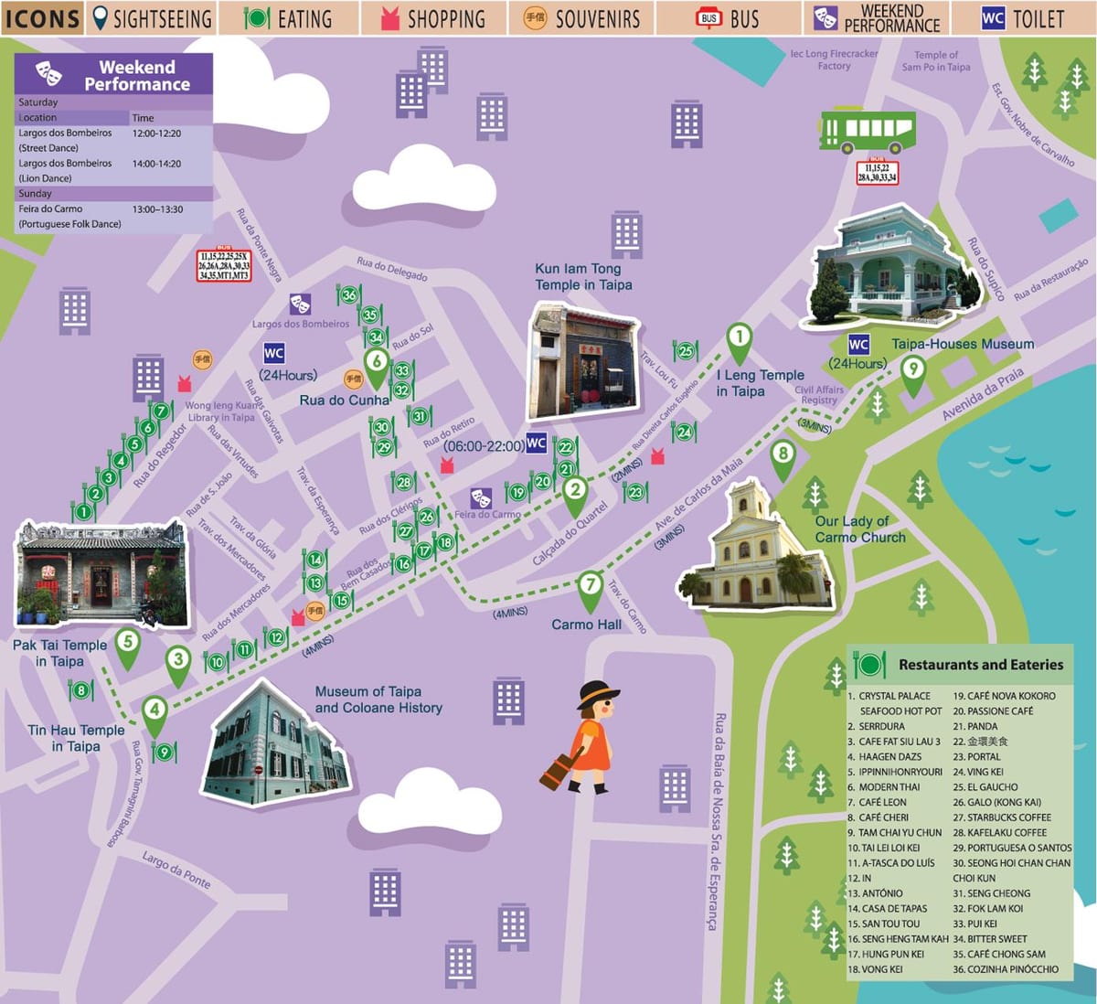 Macau percorso gratuito di bus navetta mappa